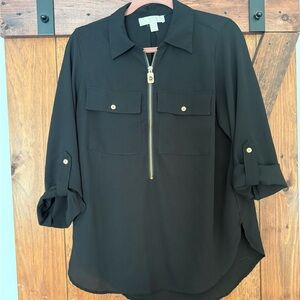 Michael Kors Black Zipper Front Women's Top